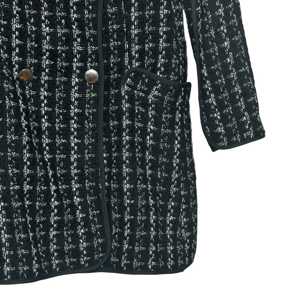 Zara Womens Tweed Woven Button Down Coat Black White SZ. M - Picture 6 of 6
